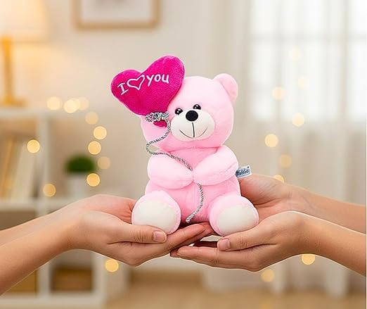 Image of ZEXSAZONE I Love You Heart Balloon Teddy Bear Soft Toy | Cute Plush Teddy with Love Message Balloon | Romantic Gift for Girlfriend, Wife, Boyfriend | Valentine, Anniversary & Birthday Gift.