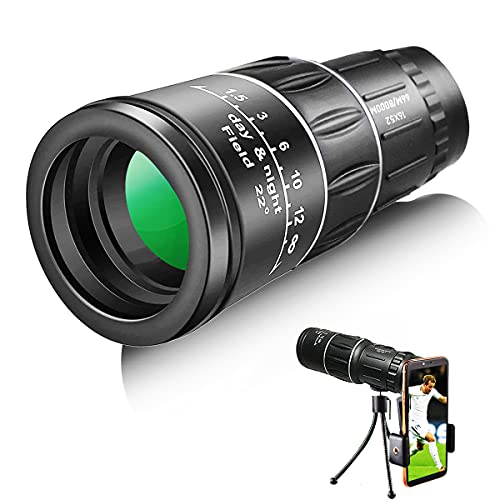 Miewoiey Monoculaire HD 16 x 52 - Télescope - Mini monoculaire étanche - Avec support pour téléphone portable - Pour observation des oiseaux, chasse, randonnée, voyage de concert Cover