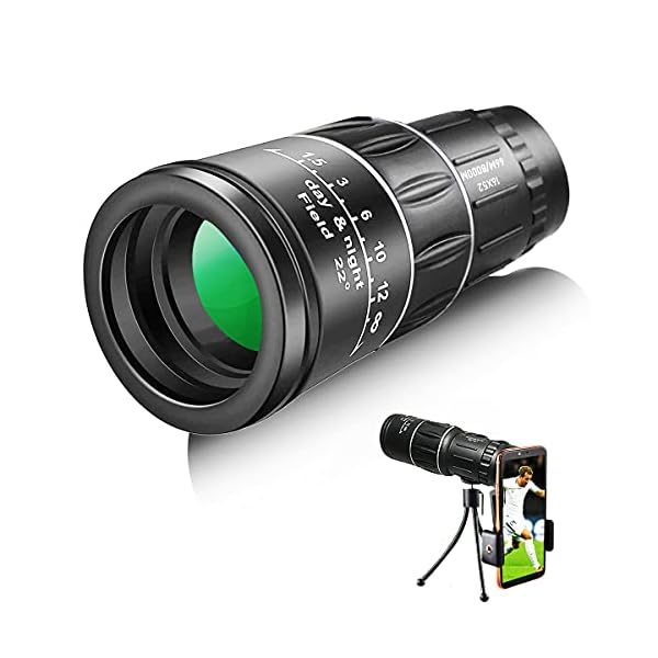 Miewoiey Monokular 16X52 HD Monokular Teleskop, Mini Wasserdicht Fernrohr Monokular Scope mit Handy Halterung Stativ für…