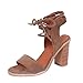 Produktbild Knöchelriemchen Sommer Sandalen Damen Sandalen Pumps Hausschuhe Riemchen Zehenfrei High Heels Schuhe Flach Sandalen Absatzschuhe Sommerschuhe Lack Hausschuhe Römersandalen LMMVP (38EU, Braun)