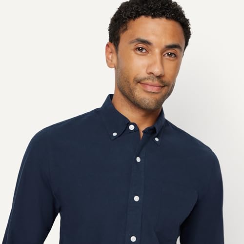 Image of Amazon Essentials Men's Long Sleeve Oxford Dress Shirt, Regular-Fit, Button-Down Collar, Chest Patch Pocket, 100% Cotton