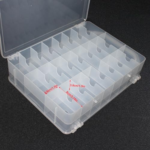 Image of 46 Grids Sewing Storage Box Double-sided Storage Organizer Portable Thread Box Storage Clear Plastic Organizer Box for Embroidery and Sewing Threads, Beads, Small Crafts