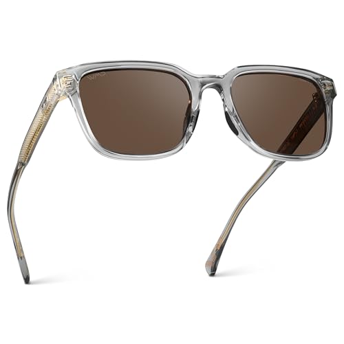 Wearme Pro Men'S Rectangular Performance Sunglasses In Crystal Ice Grey With A Brown Lens