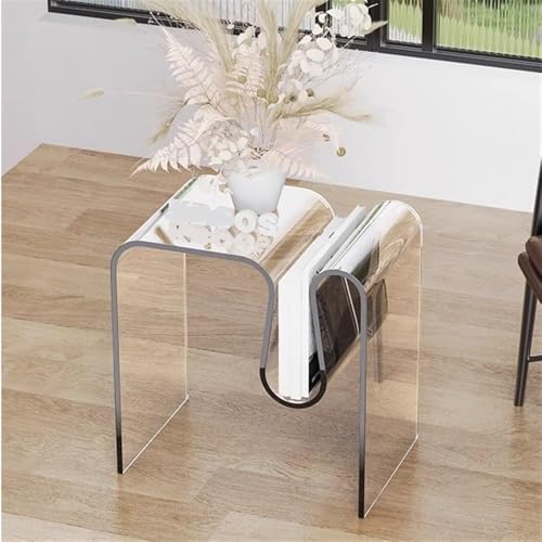 Acrylic Sofa Side Table Transparent End Table Clear Acrylic Accent Tables Bedside Tables for Living Room Balcony Space Saver(Clear) - Image 8