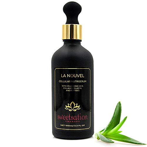 LIMITED EDITION LaNouvel Cellular Nutri Serum Hyaluronic Acid Hydrating Serum with Collagen, Elastin, Resveratrol, Peptides, Dragon's Blood, Reishi, CoQ10 & Vitamin C, 3.3oz. Anti-Aging Booster.