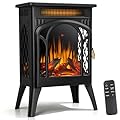 ZAFRO 24" Freestanding Electric Fireplace Stove with Remote, Adjustable Flame Color and Brightness, Fireplace Heater with Thermostat/Timer/Dimmer/Overheat Protection for Bedroom, Living Room(Black)
