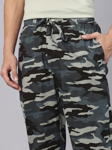 Image of Majestic Man Men's Printed Pure Cotton Lounge Pyjama | Comfort Fit | Elastic Waist with Drawstring | 3 Pockets | Button Closure