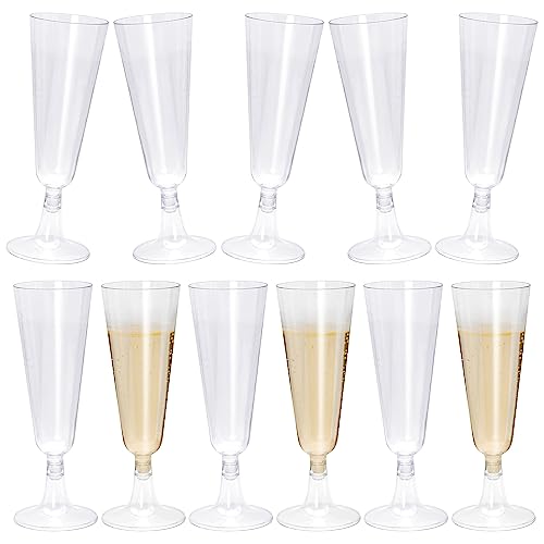BLLREMIPSUR 20Pcs Plastic Champagne Flutes Clear Champagne Glasses Flutes Reusable Stemmed Champagne Glasses Party Wine Cups for Party Wedding Garden Barbecue