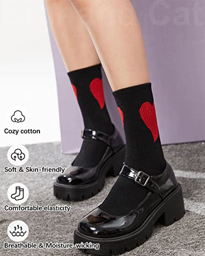 Image of IIG Women's Fashion Cute Cotton Socks Novelty Funny Above Ankle Crew Socks Holiday Gifts for Women 4 /5 Pairs