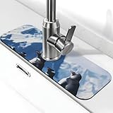 Material: almohadilla de succión para grifos de cocina hecha de tierra de diatomeas premium, absorbe al instante el agua, evitando salpicaduras, manchas y acumulación de moho. La parte trasera antideslizante de goma mantiene la almohadilla segura y evita que la humedad se filtre.