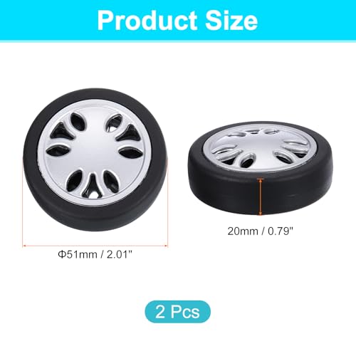 uxcell 2Pcs Luggage Wheel Replacement, Suitcase Trolley Wheels DIY Repair, Spinner Wheel Luggage Accessories, Swivel Wheels, Black2