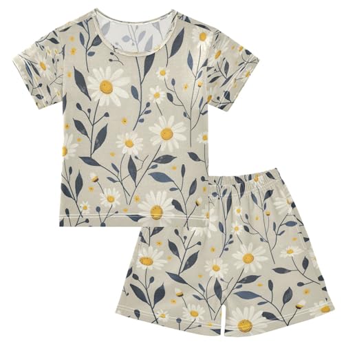 senya Short Sleeve Pajamas Sets Summer Cotton Sleepwear Tile Color Flower Gray