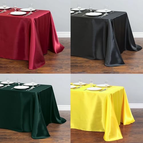 Nappe de table rectangulaire en satin anti-plis pour décoration de fête