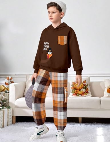 Image of KANGKANG Boys Clothes Two Piece Long Sleeve Hooded Sweatshirt Top Camouflage Sweatpants Fall Outfits Winter Clothes Set 6-16Y