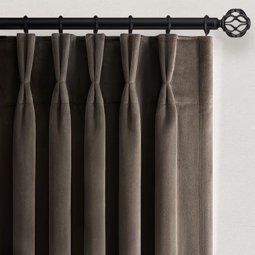 Dark Taupe Velvet Curtains 84 Inches Long for...