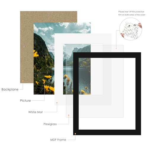 Picrit 16x20 Picture Frame 3 Pack, Black Poster Frame, Display Poster 11 x 14 with Mat or 16 x 20 without Mat for Horizontal or Vertical Wall Mounting