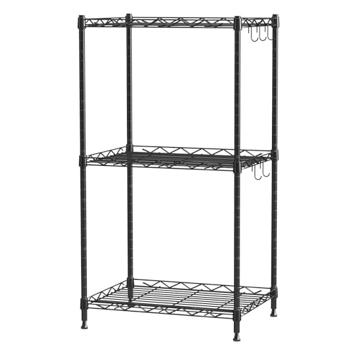 3 Tier Standing Metal Wire Shelving Unit, Adjustable Height, Stor...
