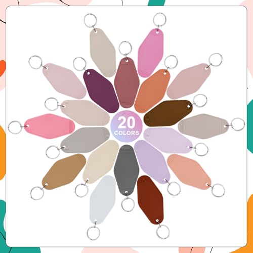 Image of LOTMER 20 /30 /40 /80 PCS Hotel Keychain Blank with Key Rings, 60 Colors Motel Key Chains for DIY Keychains