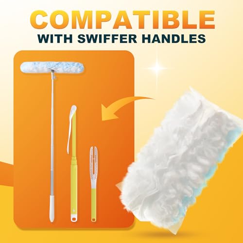 Image of JOYMOOP Disposable Duster for Cleaning, with 2 Handles & 24 Ct Blue Heavy Duty Refills for Swiffer Feather Duster, Household Cleaning Tool for Electronics, Dusting Furniture, Blinds, Pet Hair