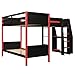 Virubi Twin Size L-Shaped Gaming Bunk Bed with Twin Size Gaming Loft Bed,Built-in Desk, Bunk Bed with Shelves and LED for Boys Teens Bedroom, Black+Red