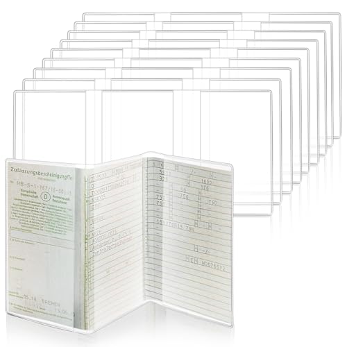 Fahrzeugschein Hülie Schutzhülie, 10 Stück KFZ Schein Hülie, Faltbar Transparente Führerschein Mappe für Zulassungsschein Hülie, Fahrzeugschein, Autopapiere Hülie, Führerschein Hülie, Ausweishülien
