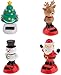 4pcs Solar Powered Toys Christmas Solar Toys Dancing Ornaments Snowman/Santa/Reindeer/Xmas Nodding Solar Toys for Home/Office/Car/Window Ornaments