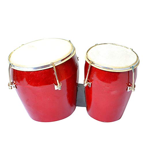 Image of 7 inch Size Professional Long Lasting Two Piece Wooden Bongo Drum Set - Red