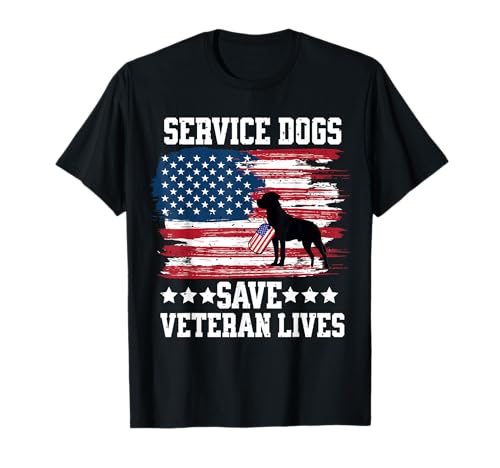 Military Veteran Service Dog American Flag USA Patriotiic T-Shirt
