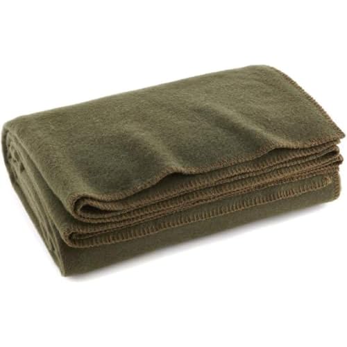 EverOne Olive Drab 80% Wool Fire Retardant Blanket – 66″ X 90″