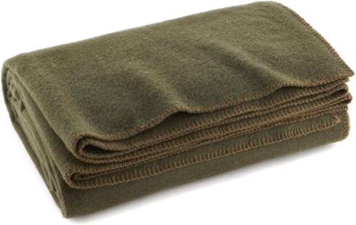 EverOne Olive Drab 80% Wool Fire Retardant Blanket -...