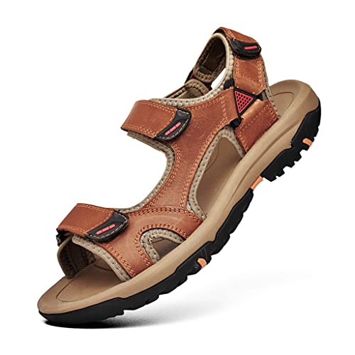 Men Outdoor Sandals Couples Leather Shoes Size Outdoor Beach Shoes Handmade37-46(D,11)