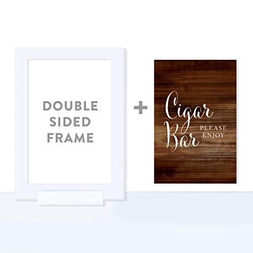 Andaz Press Framed Wedding Party Signs, Rustic Wood Print, 4X6-Inch, Cigar Bar Please Enjoy Reception Dessert Table Sign, 1-Pack, Includes Frame #TOP3