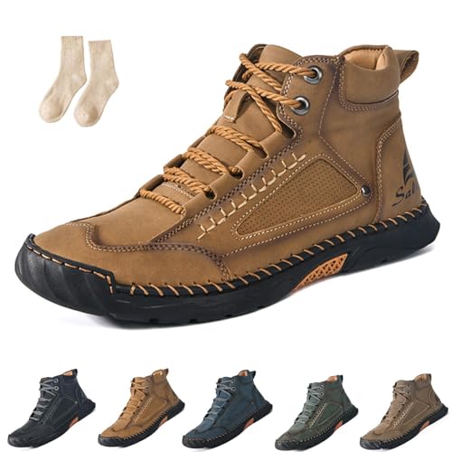 Sawbehind Mens Boots, Saw Behind Shoes, Waterproof Comfortable Handmade Leather Boots Winter Wide Arch Support