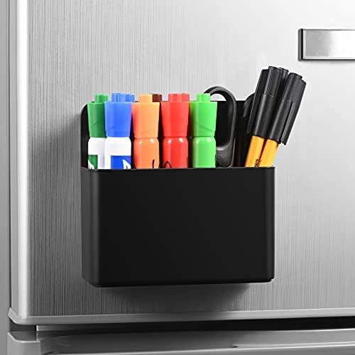 Strong Magnetic Dry Erase Marker Holder for Whiteboards/Fridge/Refrigerator/School, Magnetic Pen Holder Pen Organizer with Anisotropic Magnet Pad, Black