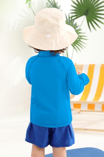 Image of BesserBay Baby Toddler Kids Rashguard Top UPF 50+ Long Sleeve Swim Shirt Zip Up Thumb Holes UV Jacket 12 Months-6 Years
