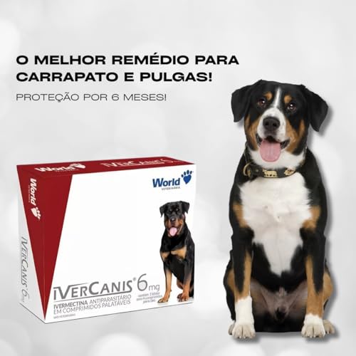 Kit 3un. 12 Comprimidos Para Pulga e Carrapato Antiparasitário para Ácaro Ivercanis para Cão até 30k