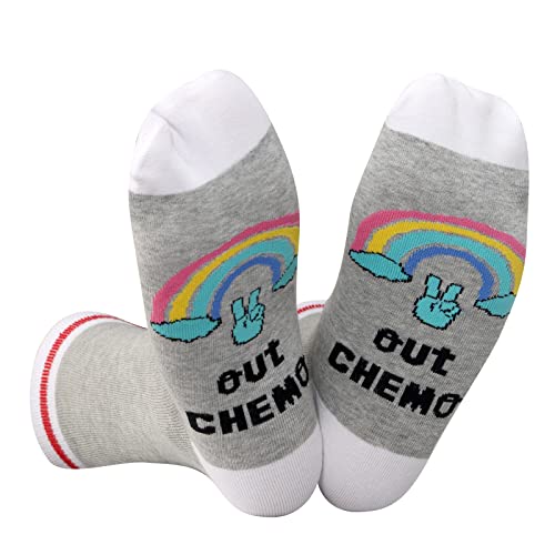 GJTIM 2 Pairs Women Peace Out Chemo Last Day Of Chemo End Chemotherapy Cancer Novelty Battle Cancer Gift Socks
