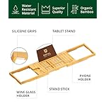 ROYAL CRAFT WOOD Premium Foldable Bathtub Tray Caddy - Wood Bath Tray for Tub, Bamboo Shelf, Expandable Bath Table Trays, Bathtub & Bathroom Accessories for New Home & Mothers, Birthday Gifts for Mom - Image 3