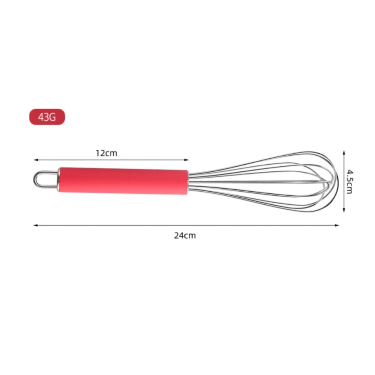 Varillas de Batir para Cocinar Batidor De Huevos Manual De Acero Inoxidable, Batidor De Huevos con Crema, Herramientas For Hornear Huevos, Espumar, Batir(Rot,24x4.5cm)