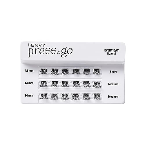 i-ENVY Press&Go Self-Adhesive Eyelashes, No Glue Needed False Eyelash Clusters, Easy Application 1 Step Press-On Lashes, No Damage or Residue (Every Day Natural)