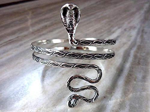 Serpent Snake Upper Arm Cuff- Snake Armlet Bracelet Armband Adjustable Wrap Upper Arm Cuff For Women Girl (Silver) #TOP2