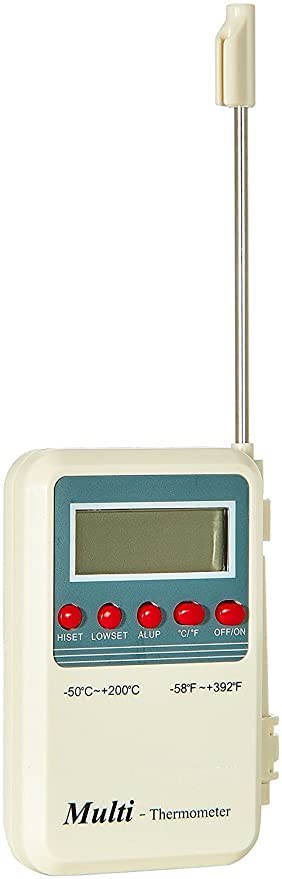 Image of Dr. Care Plastic Digital Multi-Stem Thremometer With External Sensing Probe Meter Stand Type Meter Lcd Display Fast & Accurate Response St-9283B Green House Agriculture Thermmeter (White, Pack of 1)