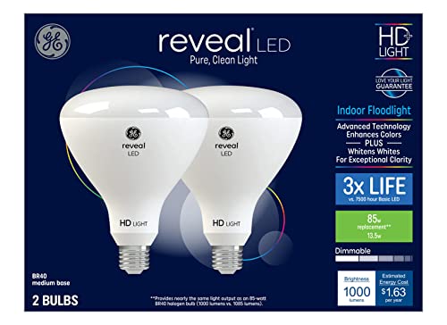 Ge Reveal 2-Pack 85 W Equivalent Dimmable Color-Enhancing Br40 Led Light Fixture Light Bulbs #TOP28