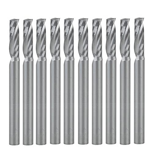 BERWENNY 10pcs 3.175/12mm Single-Flute End Mills Carbide Engraving Bit CNC Milling Cutter Router Bit Tools