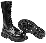 Die Stiefelspitze aus Stahl 14 Loch UK Gothic Boots Springerstiefel 9,Schwarz