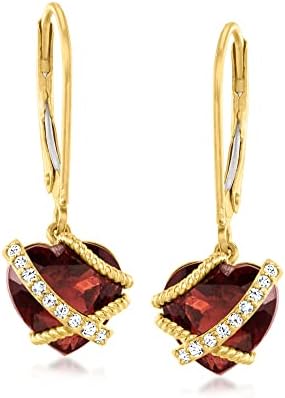 Ross-Simons 4.10 ct. t.w. Garnet and Diamond-Accented Heart Drop ...