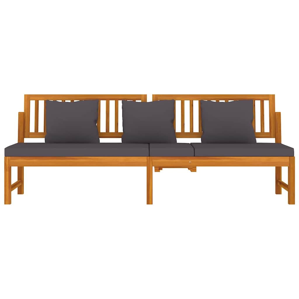 Sofá Cama Madera Acacia Gris 200x60x75 cm