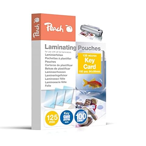 Peach Folie do laminowania 64 x 99 mm Key Card - 125 mic - 100 kieszeni - błyszczące - kompatybilne z laminatorami wszystkich markowych producentów - PP525-09