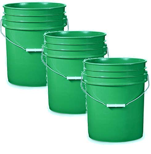 5 Gallon Green Plastic Buckets | 3 Pack | Hdpe Plastic | Super Heavy Duty 90 Ml #TOP3