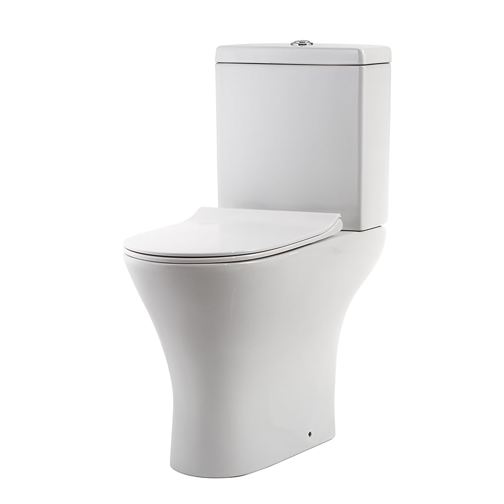 Milano Marbury White Ceramic Close Coupled Toilet WC Soft Close Seat White Flush Button